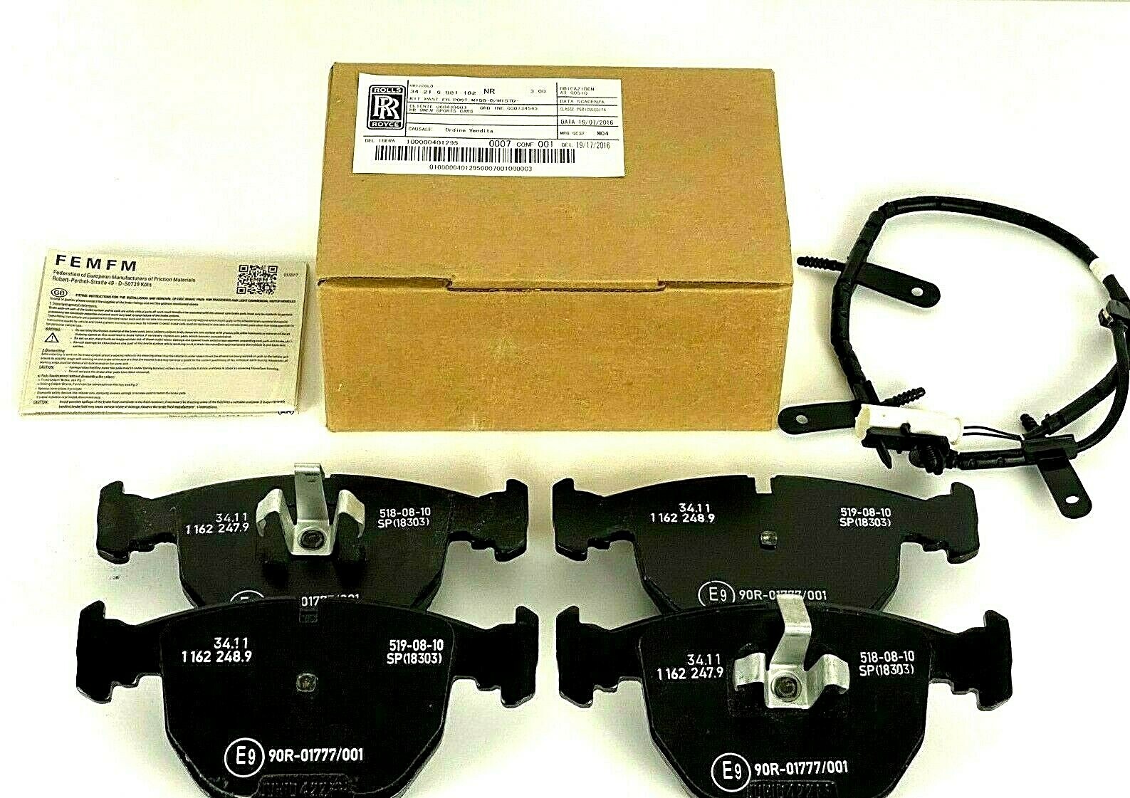 🚚Rolls Royce Ghost, Wraith & Dawn Rear Brake Pad With Sensors