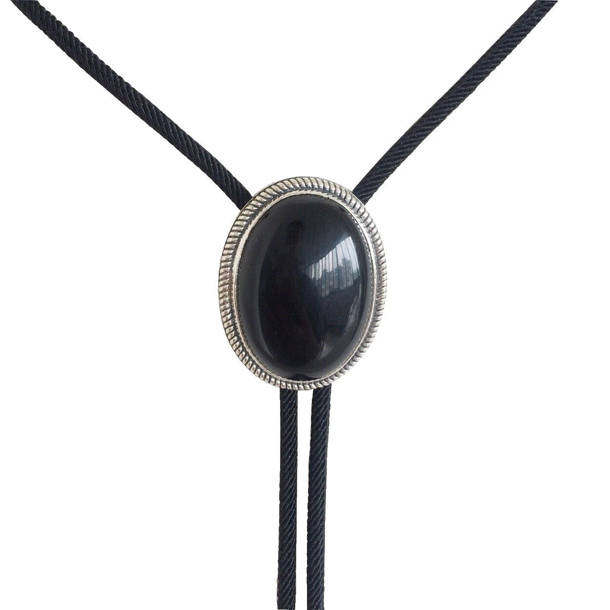 Joyas de plata esterlina piedra obsidiana para hombres