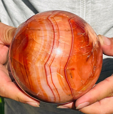 1690g Large Natural Carnelian Red Quartz Agate Crystal Sphere Specimen Healing