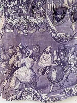 Antique Toile de Nantes Purple quilted valance The Textile Trunk Country chic
