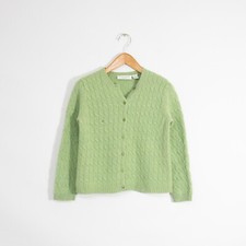 Appleseeds Petites Wool Cardigan Sweater Womens Medium - Cable Knit Distressed