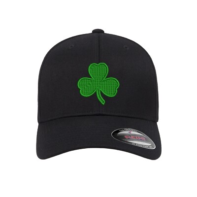 3 Leaf Clover Logo Embroidered Flexfit Fitted Ball Cap 