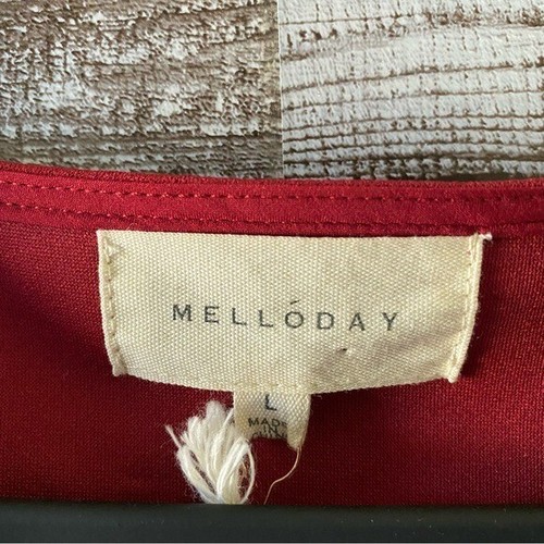 Melloday Women's V-Neck Long-Sleeved Top Size L Dark Red V-Neck NWT - Picture 6 of 7