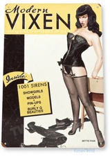 TIN SIGN Betty Page Vixen, Wall Art, Pin-up, Shop, Garage, Metal Décor, A246