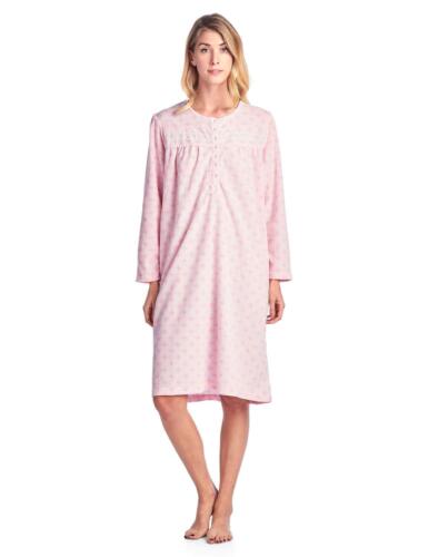 casual Nights Womens Long Sleeve Micro Fleece cozy Floral Nightgown - Pink - X-L - Picture 1 of 1