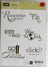 SUF STAMPIN' UP "WORD PLAY" 2 BOX SET OF 12 CLEAR MOUNT STAMPS GREAT MESSAGES