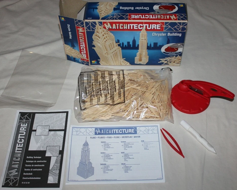 Matchitecture Model art craft Chrysler Building Kit Wood Construction matchstick - Image 3 of 4
