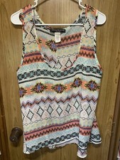 ABSOLUTE ANGEL NEW YORK Multi Color 2X SLEEVELESS BLOUSE TANK TOP