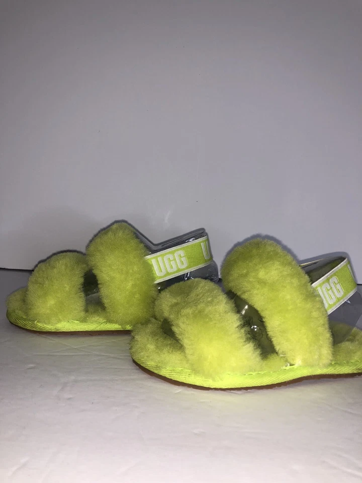 UGG Fluff Yeah Slide Neón/Verde Lima 1116636T- Niño pequeño Talla 7 Foto 3 de 4
