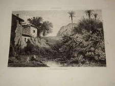 A. BALFOURIER 1816-1876 Engraving VALLDEMOSSA MAJORCA BALEARIC GEORGE SAND CH...