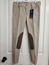 Shires Aubrion Ladies 10 Suffolk Tan Knee Patch Hunters Riding Breeches