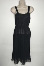 VTG 50  s Newform Womens Black Sheer Full Slip, Lace, Adjustable Strap, Sz 32
