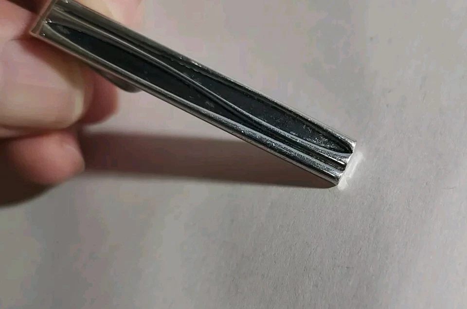 Vintage Swank Masculino Clipe de Gravata Tipo Barra Tom Prata com Encaixe Preto - Imagem 4 de 4