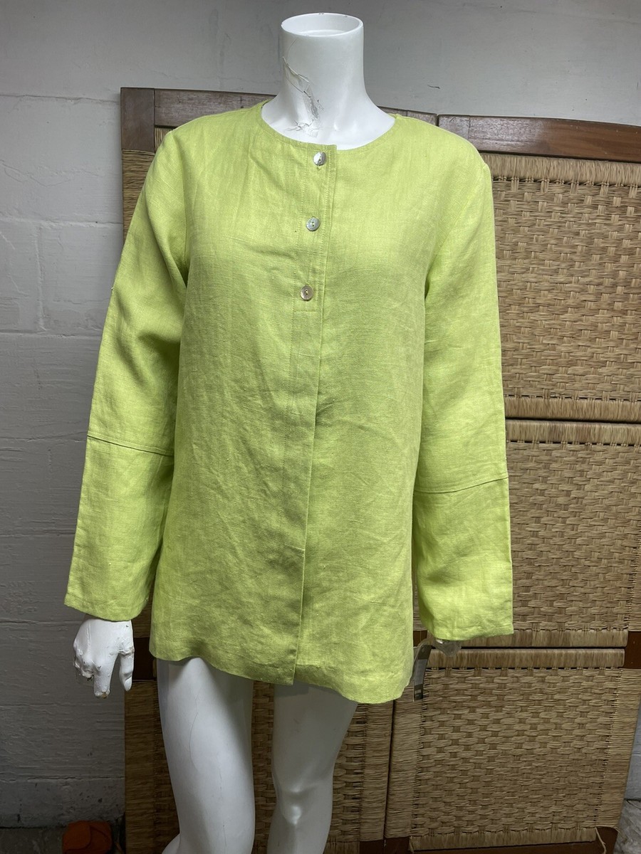 トップス NIRA Nira Nira New York Womens 100% Linen Button Up Tunic Top/Jacket Sz