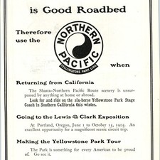 1904 Northern Pacific Railway Yellowstone Park Line Print Ad Lewis Clark Expo 1S