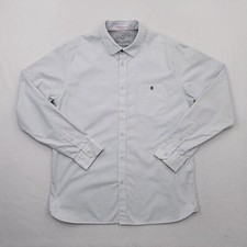 Ted Baker Shirt Mens Extra Large Gray Diamond Geometric Mitered Flip Cuff Slim