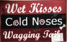 Nourism~WET KISSES~COLD NOSES~WAGGING TAILS~17” X 28”~NEW~RUG/Dog Mat~FREE SHIP.