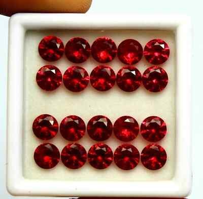 15.15 Ct Natural Red Ruby Round Cut 6mm 20 Pcs Lot Loose Gemstone Certified D44