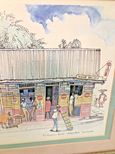 JILL WALKER "MARTINDALE'S ROAD BRIDGETOWN BARBADOS" COLOR PRINT - Picture 7 of 8
