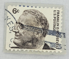 U.S. Postage ~ Franklin D. Roosevelt ~ 6¢ B&W Stamp ~ Cancelled ~ c.1966 ~ Y90