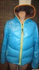 Kjus Spin Down Jacket, Women`s 38 M Medium Double Zipper Puffer Down Hood Ski