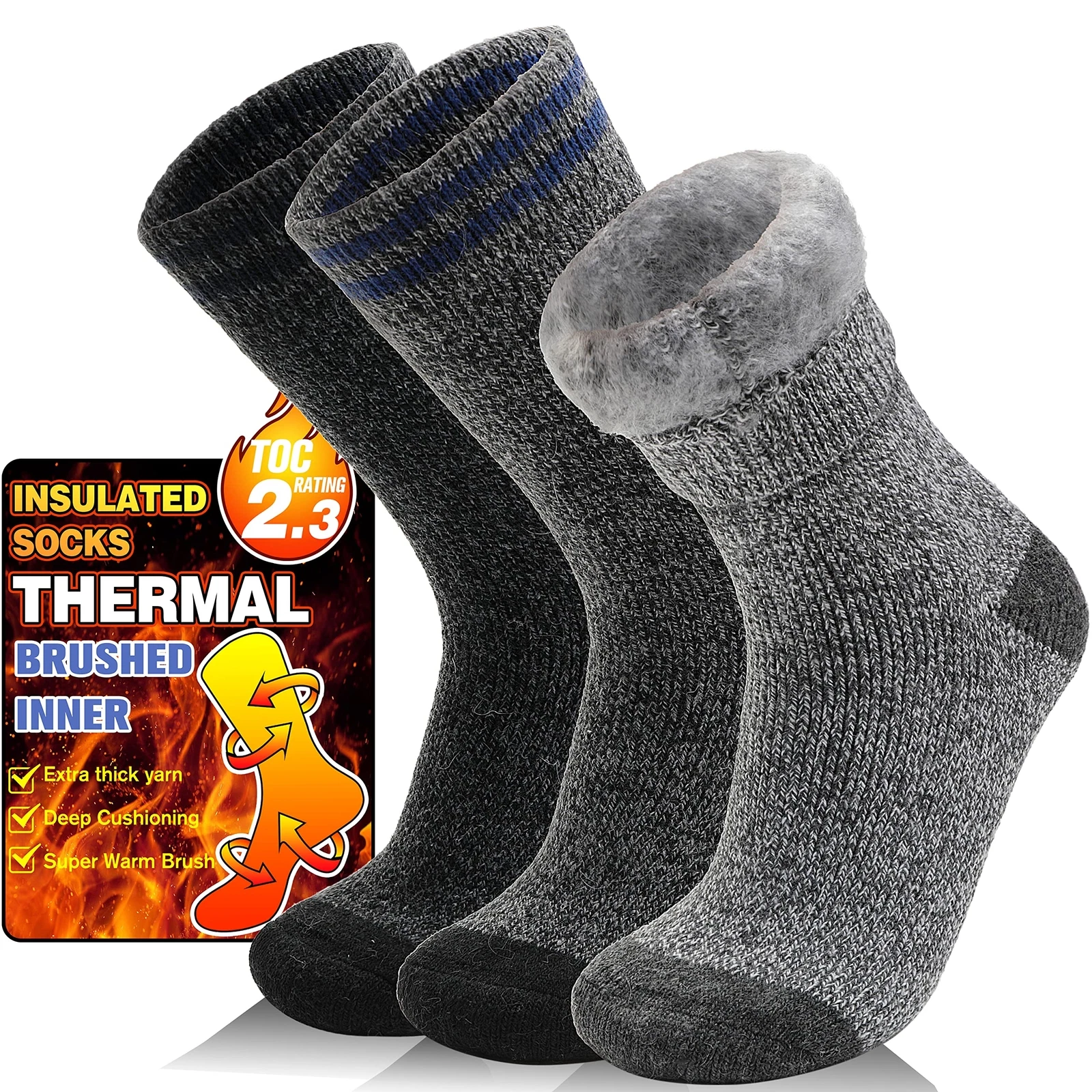 Heated Thermal Socks for Men & Women Warm Winter Ski Thick Boot Insulated Gif...