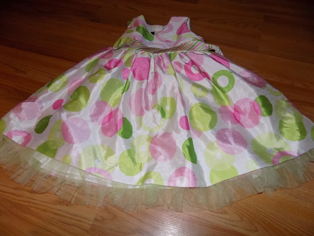 green dress with pink polka dots Green Polka Dot Tie Neck Midi Dress main image 1