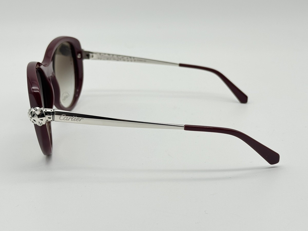 Cartier バーガンディ サングラス PANTHERE DE CARTIER CT0060S BURGUNDY CATEYE SUNGLASSES NEW