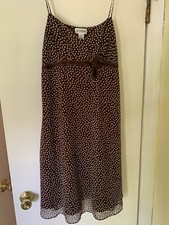 Motherhood Maternity Brown Chiffon Polka-Dot Empire Waist Tea Dress Small