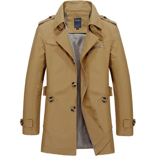 Herren Trenchcoat Warm Slim Fit Einreiher Long Top Wintermantel Jacke - Bild 13 von 24