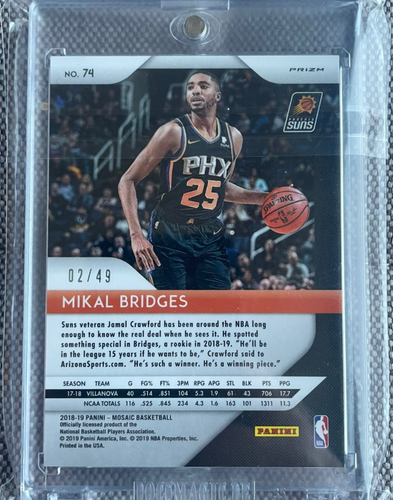 /49 Mikal Bridges 2018-19 Panini NBA Mosaic Prizm Purple RC Rookie - Bild 2 von 2