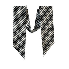 4"X51"Black White Art Print Pure Mulberry Twill Silk Two Layers Bevel Long Scarf