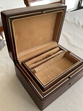 coffret boite à bijoux cuir brillant chataigne vintage 1950 / 1960 made in Italy