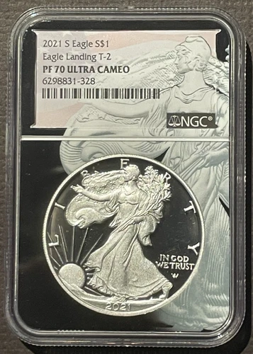 2021-S $1 SILVER AMERICAN EAGLE NGC PF70 Eagle Landing T-2 : 07464