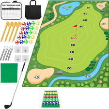 37Pcs Golf Chipping Game Set - Indoor/Outdoor Golf Practice Mat with Balls, Scor