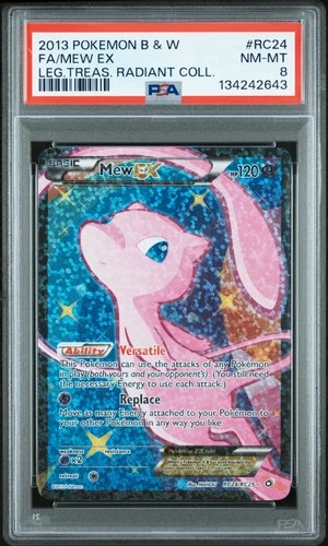 2013 POKEMON B&W LEGEND TREASURES RADIANT COLL #RC24 FULL ART/MEW EX PSA 8