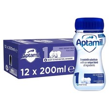 Aptamil First Infant Milk Stage1 Ready Made 0-6 Baby Formula -Pack of 12 x 200ml