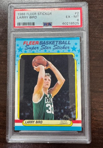 1988 Fleer Sticker Larry Bird #2 PSA 6 EX-MT Boston Celtics Hall of Fame Vintage