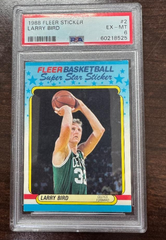 1988 Fleer Sticker Larry Bird #2 PSA 6 EX-MT Boston Celtics Hall of Fame Vintage