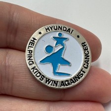 Vintage Hyundai Helping Kids Win Against Cancer Lapel Pin Sports Charity