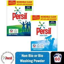1x/2x 60W Persil Bio/Non-Bio Washing Powder with Biodegradable Ingredients, 3kg