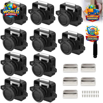 Wohnmobil Schlösser 10 Stück Metall Push Button Catch Tür Verschluss Schwarz