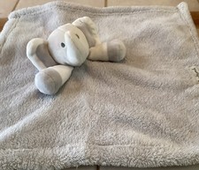 Blankets and Beyond Light Gray and white elephant lovey 