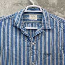 Vintage Arrow shirt Men Large 60s 70s sanforized loop USA tailored stripe blue