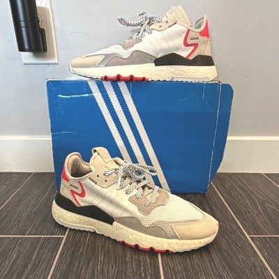 Size 9 - adidas Nite Jogger White/Shock Red/Black F34123 Men's - Damaged Box