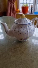 Pretty Vintage Copeland Spode Blue Polka Dot Small Tea Pot. 