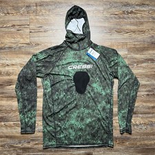 NWT Cressi Hunter Rash Guard 2XL Long Sleeve Top Hooded Soft Pad Green Camo