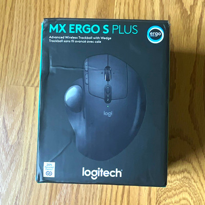 Logitech MX ERGO S PLUS Wireless Ergonomic Optical Trackball Mouse, Black