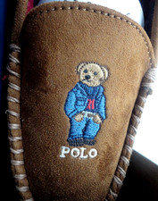 Polo Ralph Lauren Women's 9 Dezi V Bear Moccasin Slippers NIB
