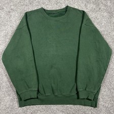 Vtg 1990s Faded Green Crewneck Sweatshirt XL Blank Baggy Oversized Heavy Fit